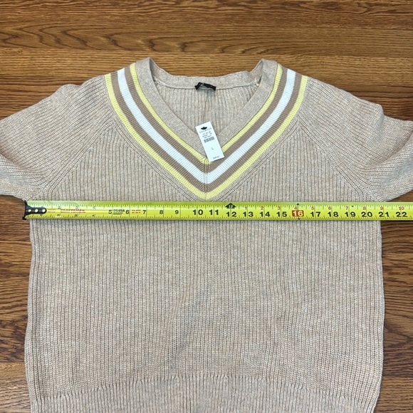 NWT Talbots Textured V Neck Pullover Tipped Cotton Blend Sweater Academia Large - Picture 8 of 9